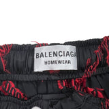 バレンシアガ BALENCIAGA ロゴ総柄 ロングパンツ 659026 36 ブラック×レッド レーヨン/ポリエステル ユニセックス パンツ