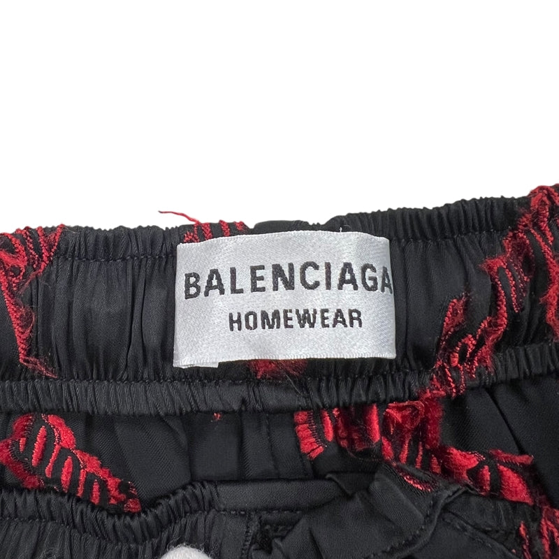 バレンシアガ BALENCIAGA ロゴ総柄 ロングパンツ 659026 36 ブラック×レッド レーヨン/ポリエステル ユニセックス パンツ