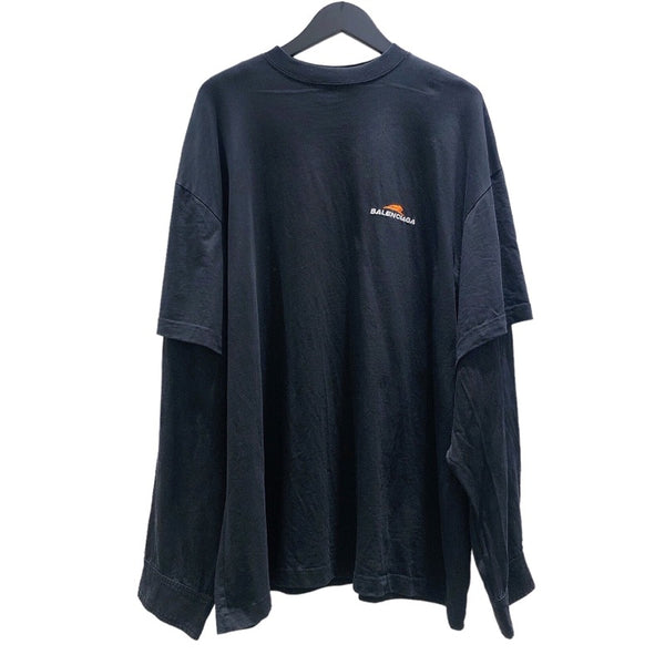 バレンシアガ BALENCIAGA レイヤードデザインシャツ 681042 ブラック コットン メンズ 長袖Ｔシャツ