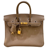 エルメス HERMES バーキン25 B刻印 エトゥープ・ゴールド金具 トゴ レディース ハンドバッグ