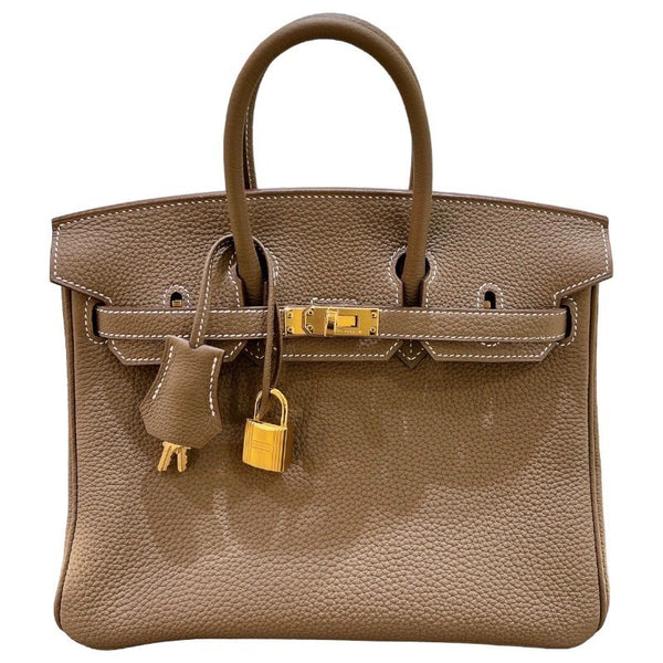 エルメス HERMES バーキン25 B刻印 エトゥープ・ゴールド金具 トゴ レディース ハンドバッグ