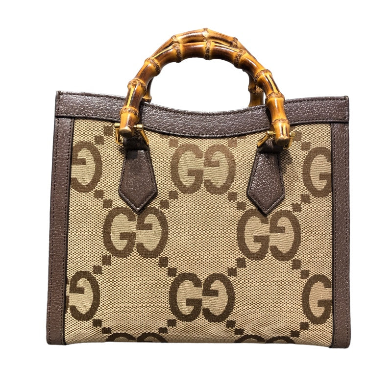 グッチ GUCCI バンブー 2WAYハンドバッグ 660195 ブラウン　GD金具 ジャンボGGキャンパス レディース ショルダーバッグ