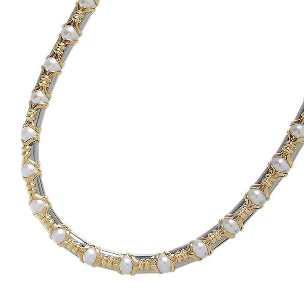 ブルガリ BVLGARI パッソドッピオ ネックレス SS/YG パール ジュエリー