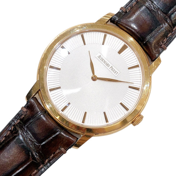 オーデマ・ピゲ AUDEMARS PIGUET ジュール オーデマ エクストラシン 15180OR.OO.A102CR.01 シルバー K18YG 自動巻き メンズ 腕時計