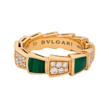 ブルガリ BVLGARI セルペンティ リング  K18PG マラカイト ダイヤモンド ジュエリー