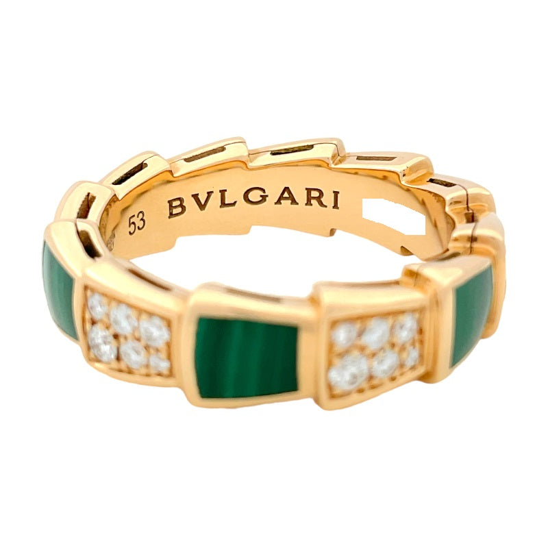 ブルガリ BVLGARI セルペンティ リング  K18PG マラカイト ダイヤモンド ジュエリー