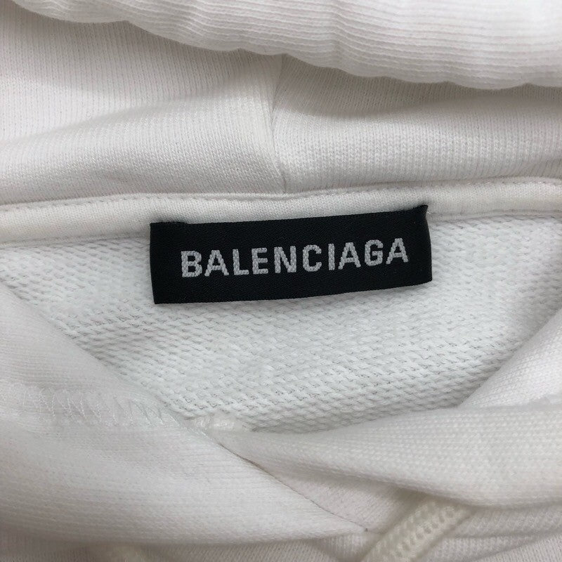 バレンシアガ BALENCIAGA レインボー刺繍ロゴパーカー ホワイト コットン メンズ パーカー