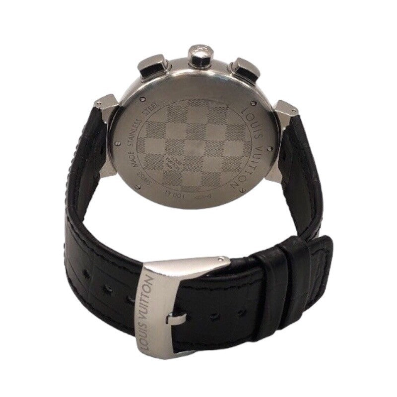 ルイ・ヴィトン LOUIS VUITTON タンブール ダミエグラフィット クロノグラフ QA094Z グレー SS/革ベルト（社外品） クオーツ メンズ 腕時計