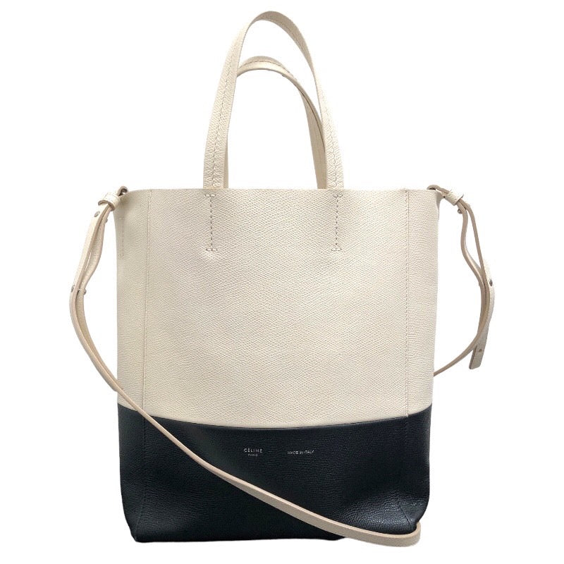 セリーヌ CELINE バーティカルカバスモール 176183 アイボリー/ブラック グレインカーフ レディース トートバッグ