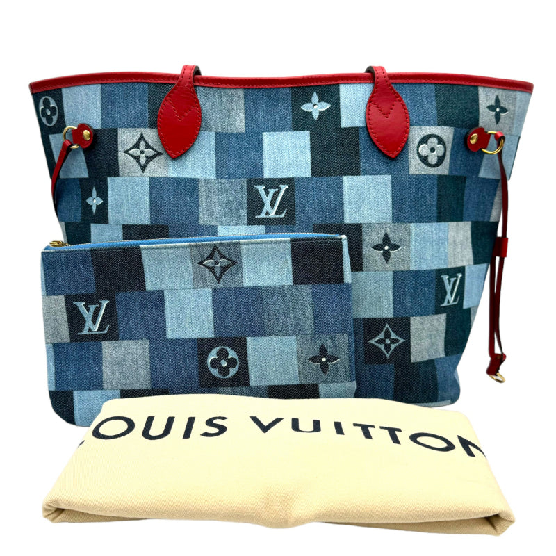 ルイ・ヴィトン LOUIS VUITTON ネヴァーフルMM M44981 デニム×ルージュ GD金具 モノグラム・デニム/レザー メンズ トートバッグ