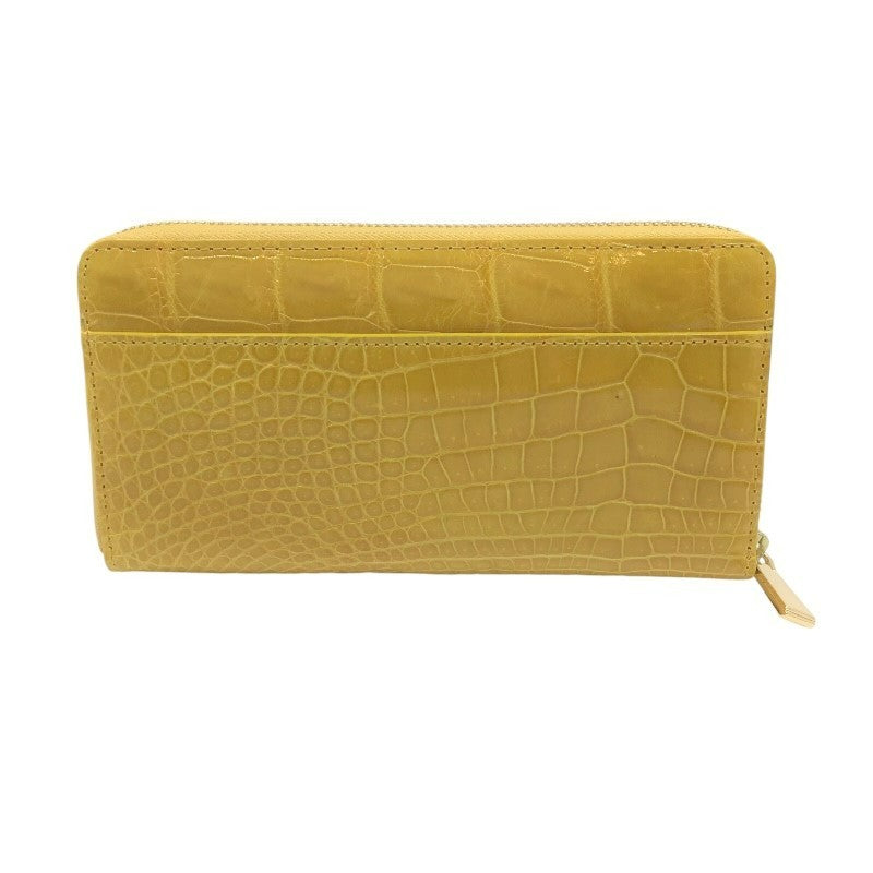 アザーブランド other brand ラウンドファスナー 長財布 イエロー×GD金具 レザー ユニセックス 長財布