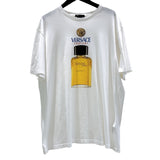 ヴェルサーチ VERSACE パフューム プリント Tシャツ A85575 ホワイト/イエロー  コットン コットン メンズ 半袖Ｔシャツ