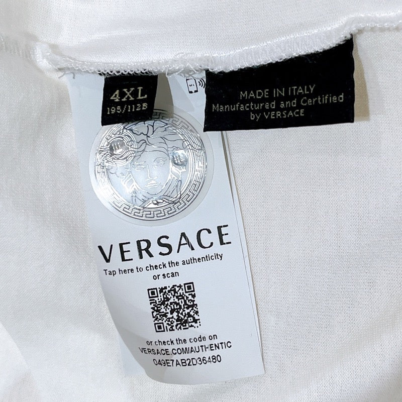 ヴェルサーチ VERSACE パフューム プリント Tシャツ A85575 ホワイト/イエロー  コットン コットン メンズ 半袖Ｔシャツ