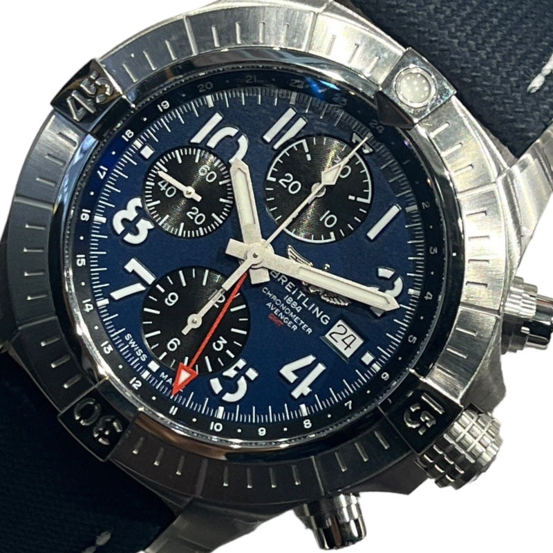 ブライトリング BREITLING アベンジャークロノグラフ GMT45 A24315(A24315101C1X2) ブルー×ブラック ステンレススチール メンズ 腕時計