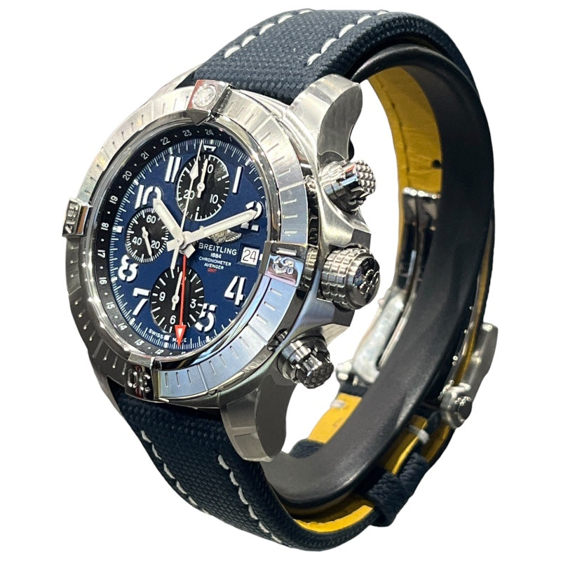 ブライトリング BREITLING アベンジャークロノグラフ GMT45 A24315(A24315101C1X2) ブルー×ブラック ステンレススチール メンズ 腕時計