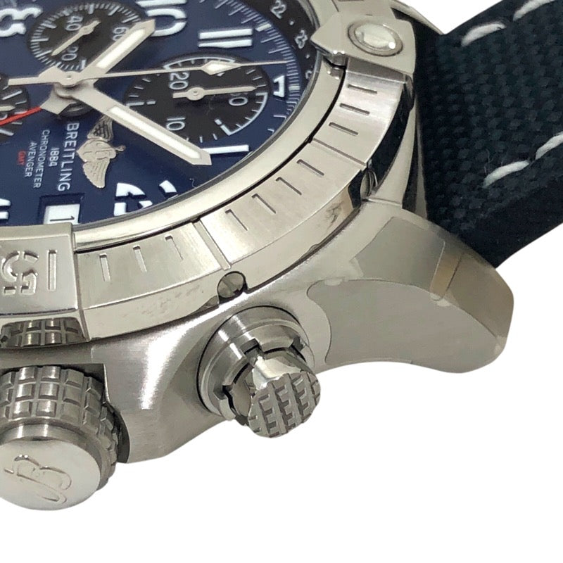 ブライトリング BREITLING アベンジャークロノグラフ GMT45 A24315(A24315101C1X2) ブルー SS 自動巻き メンズ 腕時計