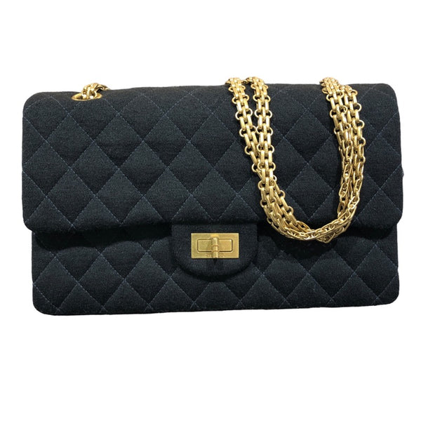 シャネル CHANEL 2.55フラップバッグ A37586 ブラック/GD金具 コットンジャージー レディース ショルダーバッグ