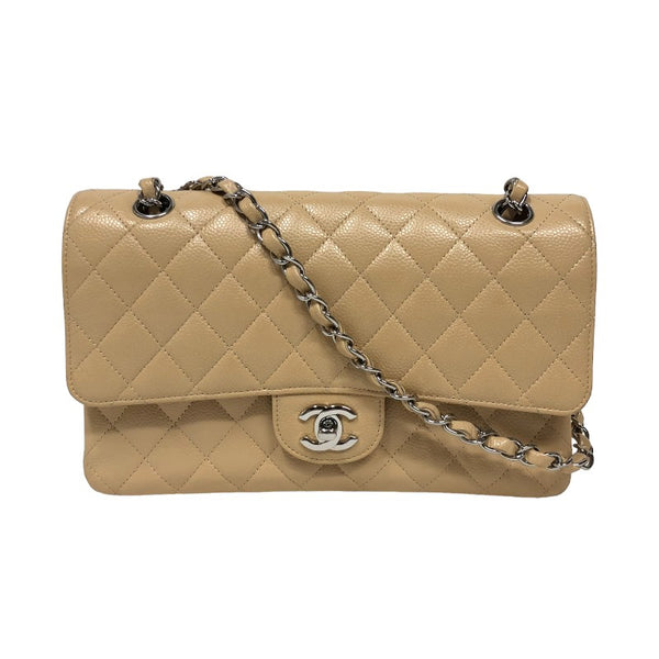 シャネル CHANEL マトラッセ25 A01112 ベージュ シルバー金具 キャビアスキン レディース ショルダーバッグ
