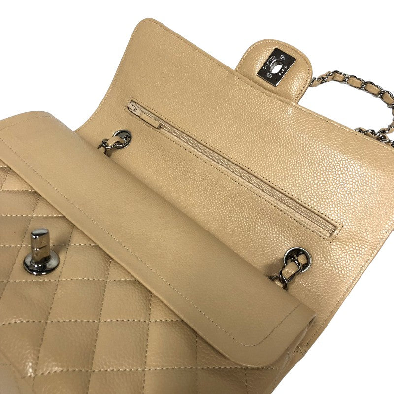 シャネル CHANEL マトラッセ25 A01112 ベージュ シルバー金具 キャビアスキン レディース ショルダーバッグ