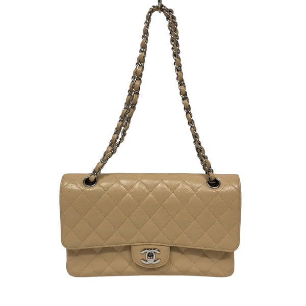 シャネル CHANEL マトラッセ25 A01112 ベージュ シルバー金具 キャビアスキン レディース ショルダーバッグ