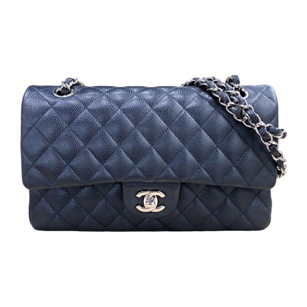 シャネル CHANEL マトラッセ25 A01112 18番台 ネイビー シルバー金具 キャビアスキン レディース ショルダーバッグ