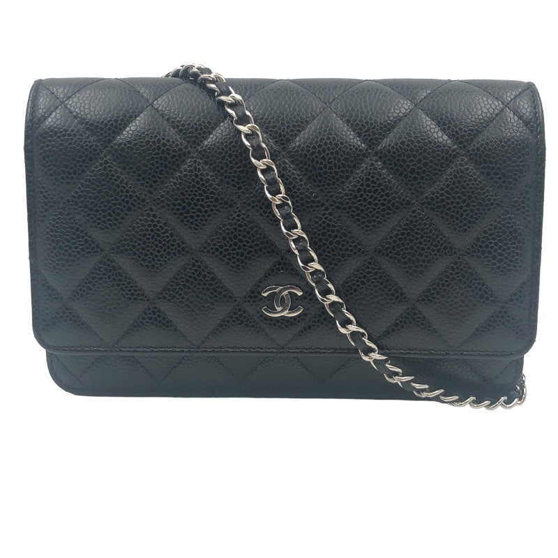 シャネル CHANEL マトラッセ チェーンウォレット AP0250 ブラック キャビアスキン レディース ショルダーバッグ