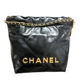 シャネル CHANEL CHANEL22ミニバッグ AP3980 ブラック/GD金具 シャイニーカーフ レディース ショルダーバッグ