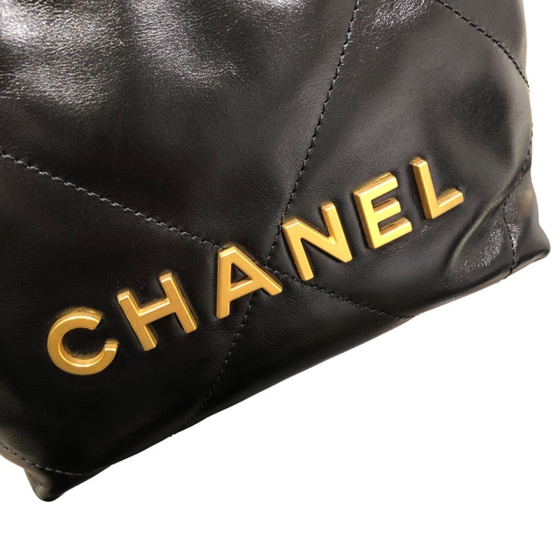 シャネル CHANEL CHANEL22ミニバッグ AP3980 ブラック/GD金具 シャイニーカーフ レディース ショルダーバッグ