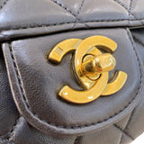 シャネル CHANEL 親子バック A04193 ブラック　ゴールド金具 ラム レディース ハンドバッグ