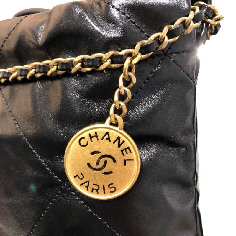 シャネル CHANEL CHANEL22ミニバッグ AS3980 ブラック/GD金具 シャイニーカーフ レディース ショルダーバッグ