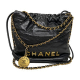 シャネル CHANEL CHANEL22 ミニバッグ AS3980 ブラック ゴールド金具 レザー シャイニーカーフ レディース ショルダーバッグ