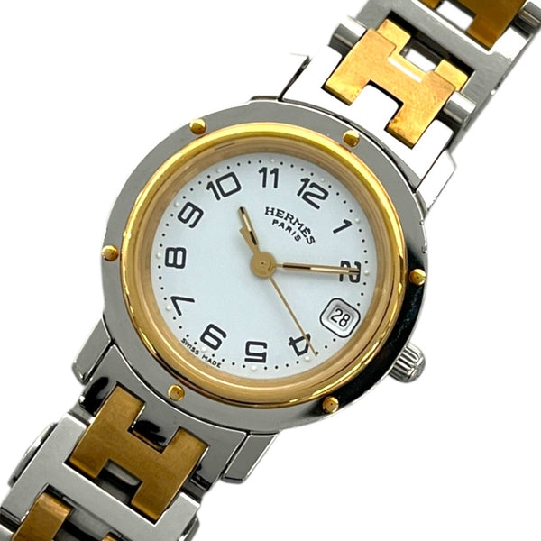 エルメス HERMES クリッパー CL4.220 ホワイト SS/GP レディース 腕時計