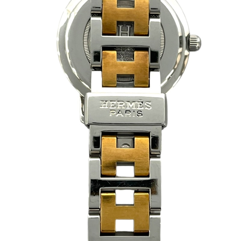 エルメス HERMES クリッパー CL4.220 ホワイト SS/GP レディース 腕時計