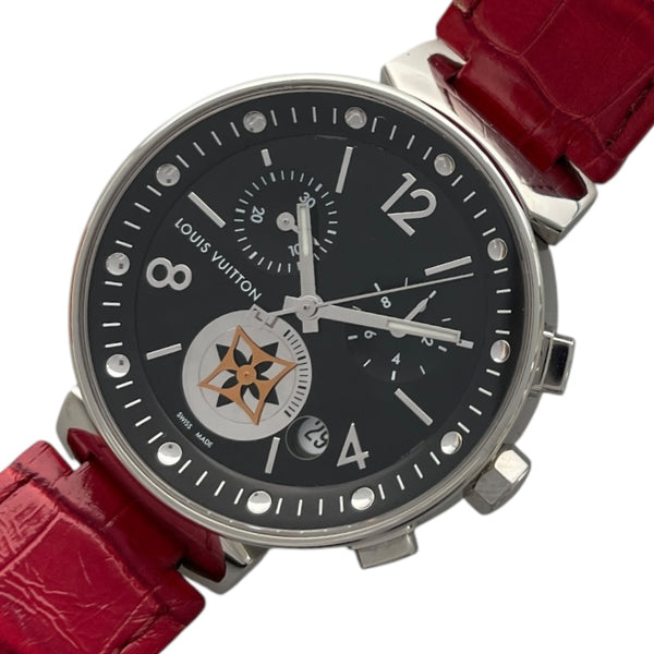 ルイ・ヴィトン LOUIS VUITTON タンブール ムーンスター クロノグラフ Q8G018 ブラック SS レディース 腕時計