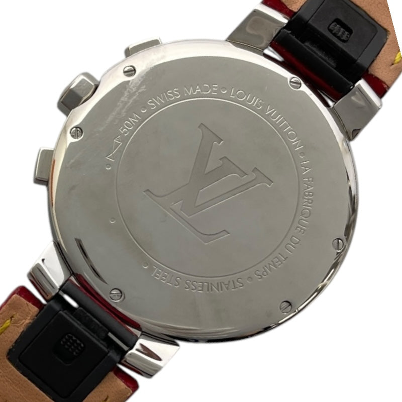 ルイ・ヴィトン LOUIS VUITTON タンブール ムーンスター クロノグラフ Q8G018 ブラック SS レディース 腕時計