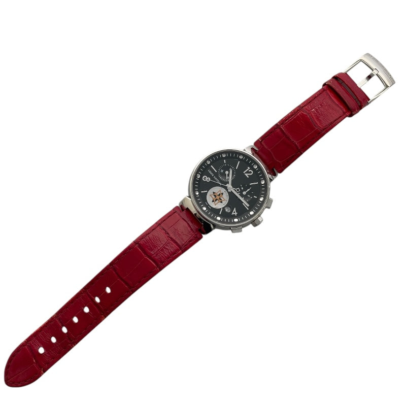 ルイ・ヴィトン LOUIS VUITTON タンブール ムーンスター クロノグラフ Q8G018 ブラック SS レディース 腕時計