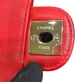 シャネル CHANEL マトラッセエクストラミニ レッド×ゴールド金具 ラムスキン レディース ショルダーバッグ