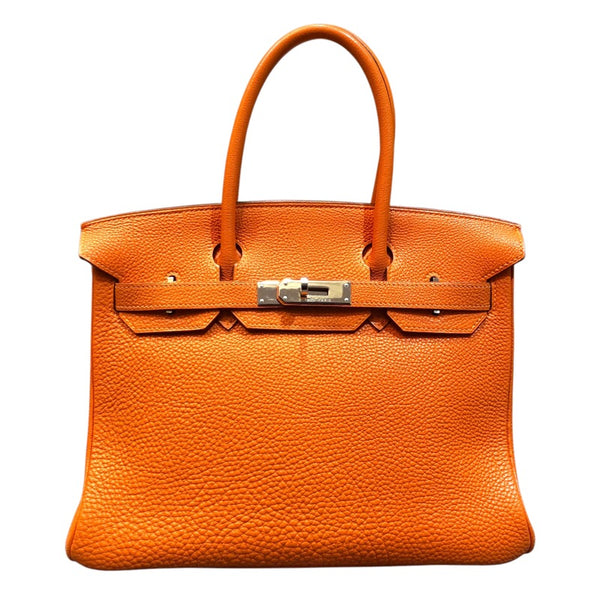 エルメス HERMES バーキン30 □G刻印 オレンジ　シルバー金具 フィヨルド レディース ハンドバッグ【中古】