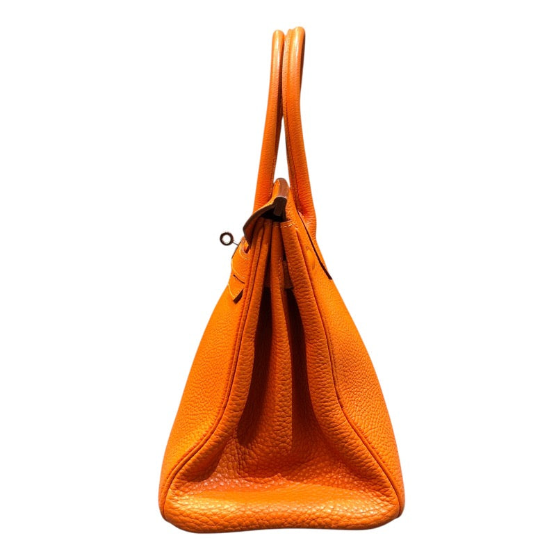 エルメス HERMES バーキン30 □G刻印 オレンジ　シルバー金具 フィヨルド レディース ハンドバッグ【中古】
