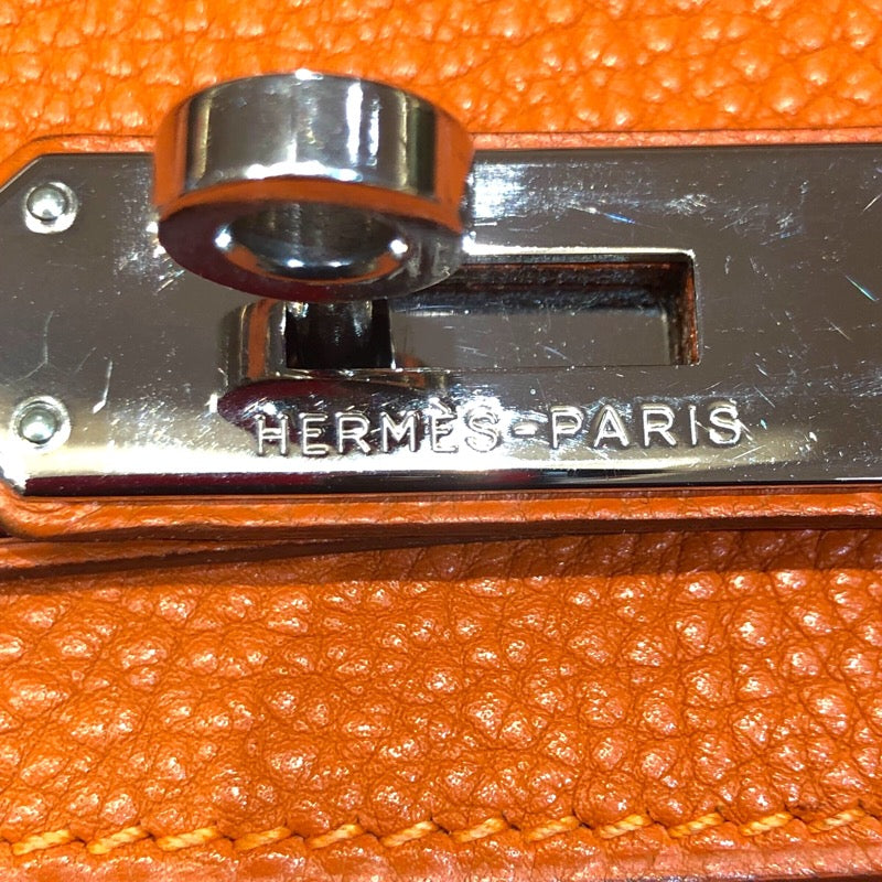 エルメス HERMES バーキン30 □G刻印 オレンジ　シルバー金具 フィヨルド レディース ハンドバッグ【中古】