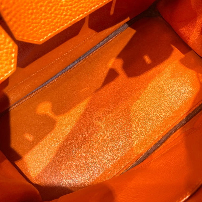 エルメス HERMES バーキン30 □G刻印 オレンジ　シルバー金具 フィヨルド レディース ハンドバッグ【中古】