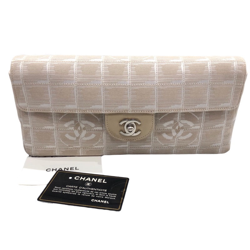 シャネル CHANEL ニュートラベルラインチョコバーショルダー A15316 ベージュ　シルバー金具 ナイロンジャガード レディース ショルダーバッグ