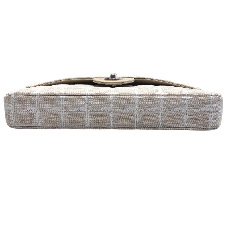 シャネル CHANEL ニュートラベルラインチョコバーショルダー A15316 ベージュ　シルバー金具 ナイロンジャガード レディース ショルダーバッグ