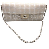 シャネル CHANEL ニュートラベルラインチョコバーショルダー A15316 ベージュ　シルバー金具 ナイロンジャガード レディース ショルダーバッグ