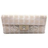 シャネル CHANEL ニュートラベルラインチョコバーショルダー A15316 ベージュ　シルバー金具 ナイロンジャガード レディース ショルダーバッグ