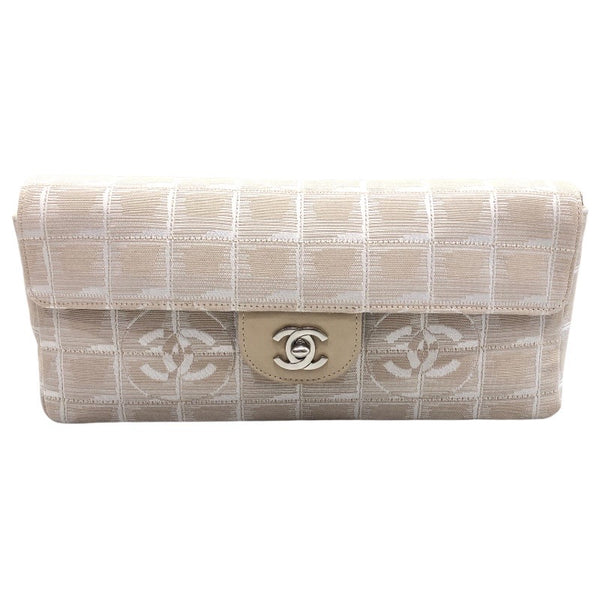 シャネル CHANEL ニュートラベルラインチョコバーショルダー A15316 ベージュ　シルバー金具 ナイロンジャガード レディース ショルダーバッグ