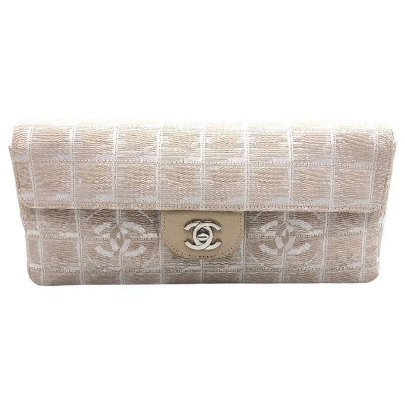 シャネル CHANEL ニュートラベルラインチョコバーショルダー A15316 ベージュ　シルバー金具 ナイロンジャガード レディース ショルダーバッグ