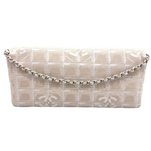 シャネル CHANEL ニュートラベルラインチョコバーショルダー A15316 ベージュ　シルバー金具 ナイロンジャガード レディース ショルダーバッグ