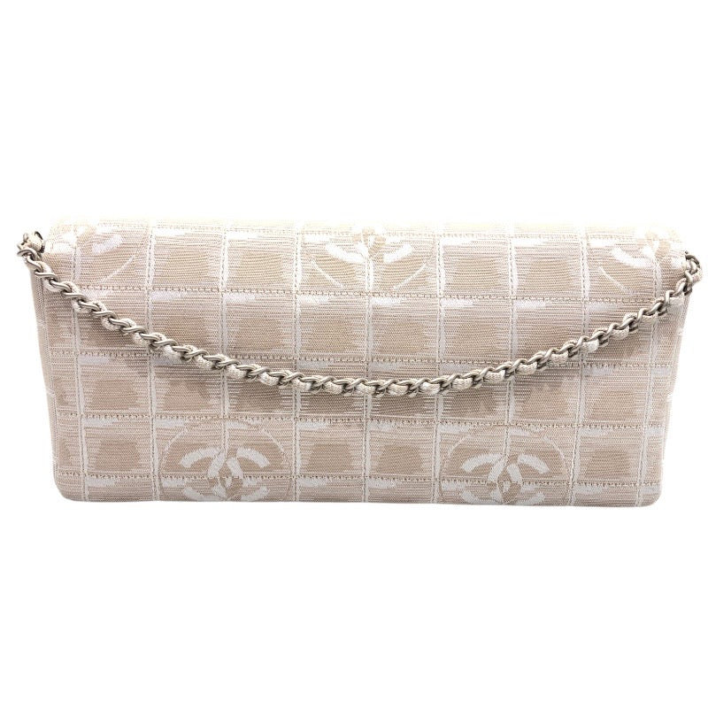 シャネル CHANEL ニュートラベルラインチョコバーショルダー A15316 ベージュ　シルバー金具 ナイロンジャガード レディース ショルダーバッグ