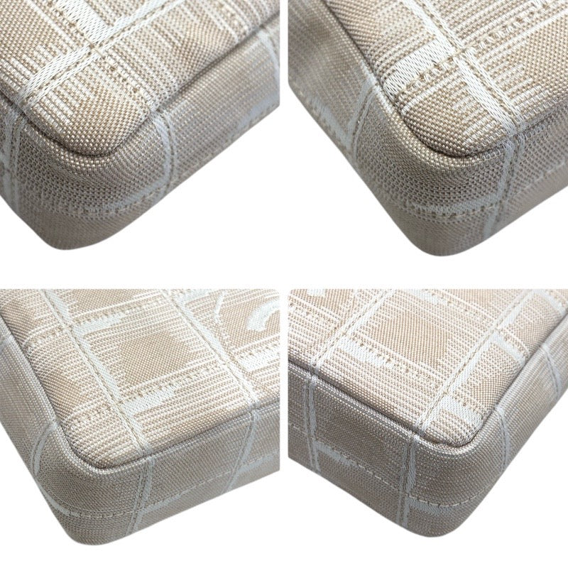 シャネル CHANEL ニュートラベルラインチョコバーショルダー A15316 ベージュ　シルバー金具 ナイロンジャガード レディース ショルダーバッグ